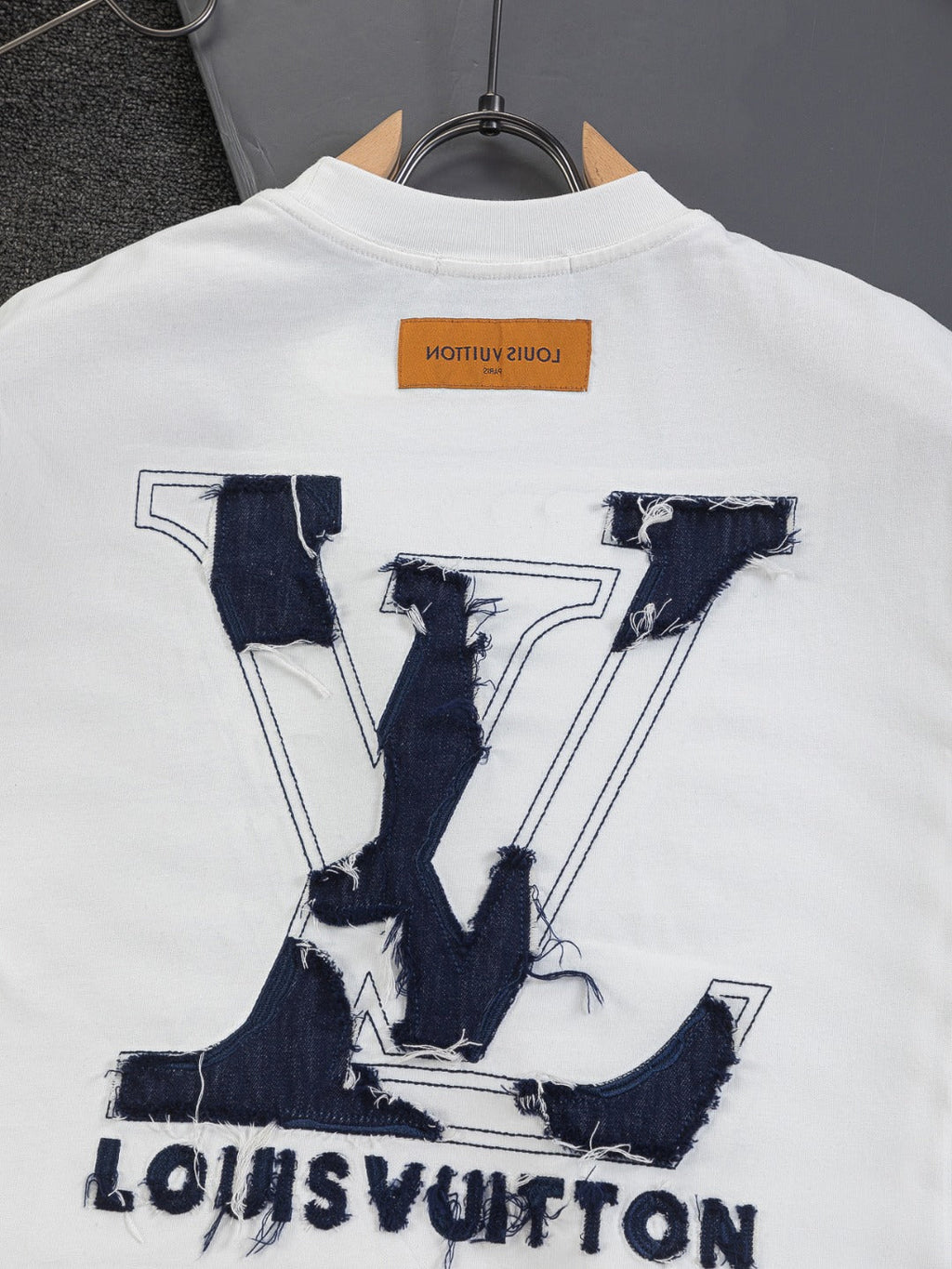 Cowboy patchwork letter embroidered round neck T-shirt