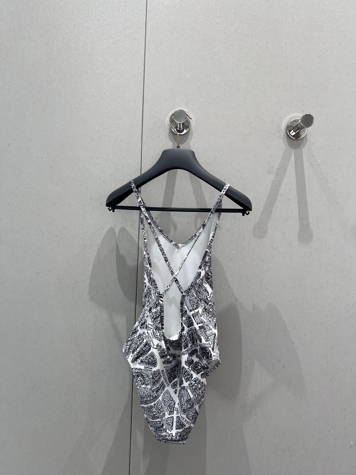 25ss Spring and Summer New Limited Edition Paris Map Printed Camisole One-Piece Swimsuit