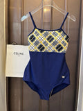 25 new summer plaid one-piece swimsuit