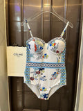 25 Summer new style one-piece swimsuit with steel ring