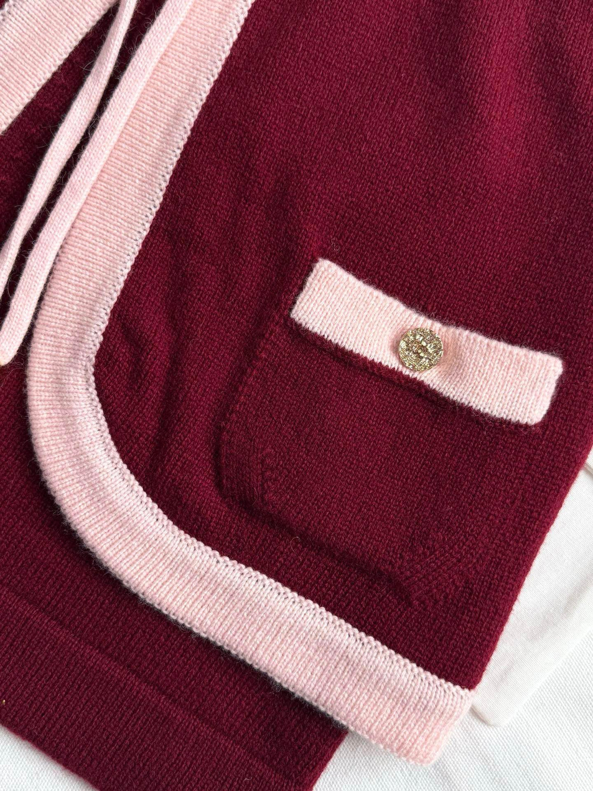 Pure wool, custom-colored and dyed, contrast-colored stitching, and camisole