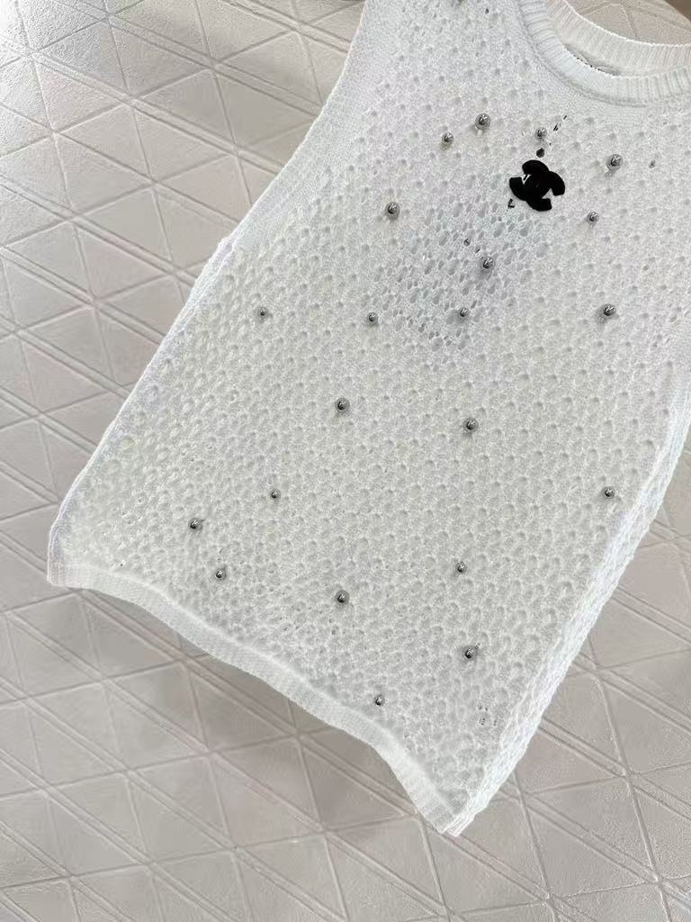 25fw Hollow nail bead knitted vest