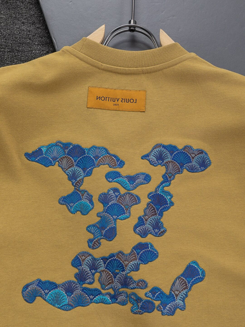 Blue Satin Embroidered T-Shirt