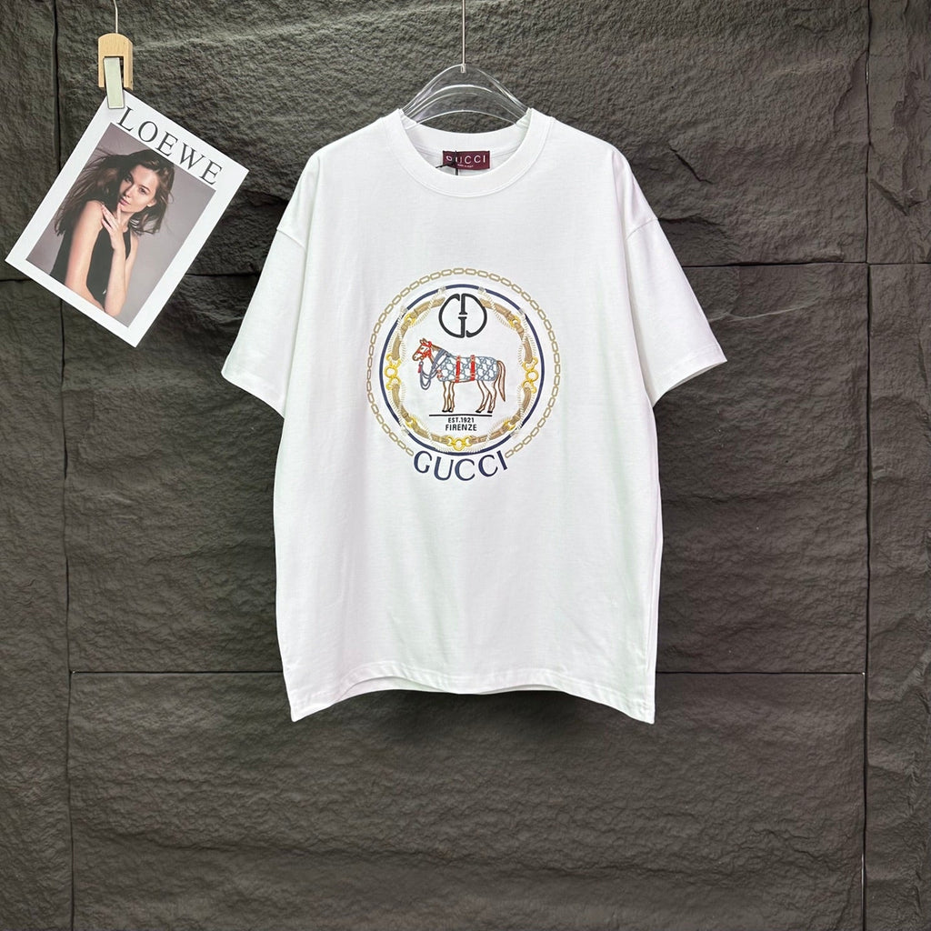 Letter logo couple's short sleeved T-shirt