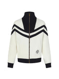 New striped contrasting stand up collar sweater