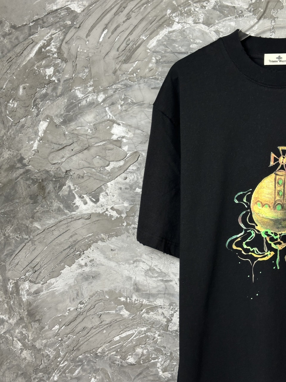 Letter Rainbow Paint Inkjet Printed Short Sleeve T-shirt