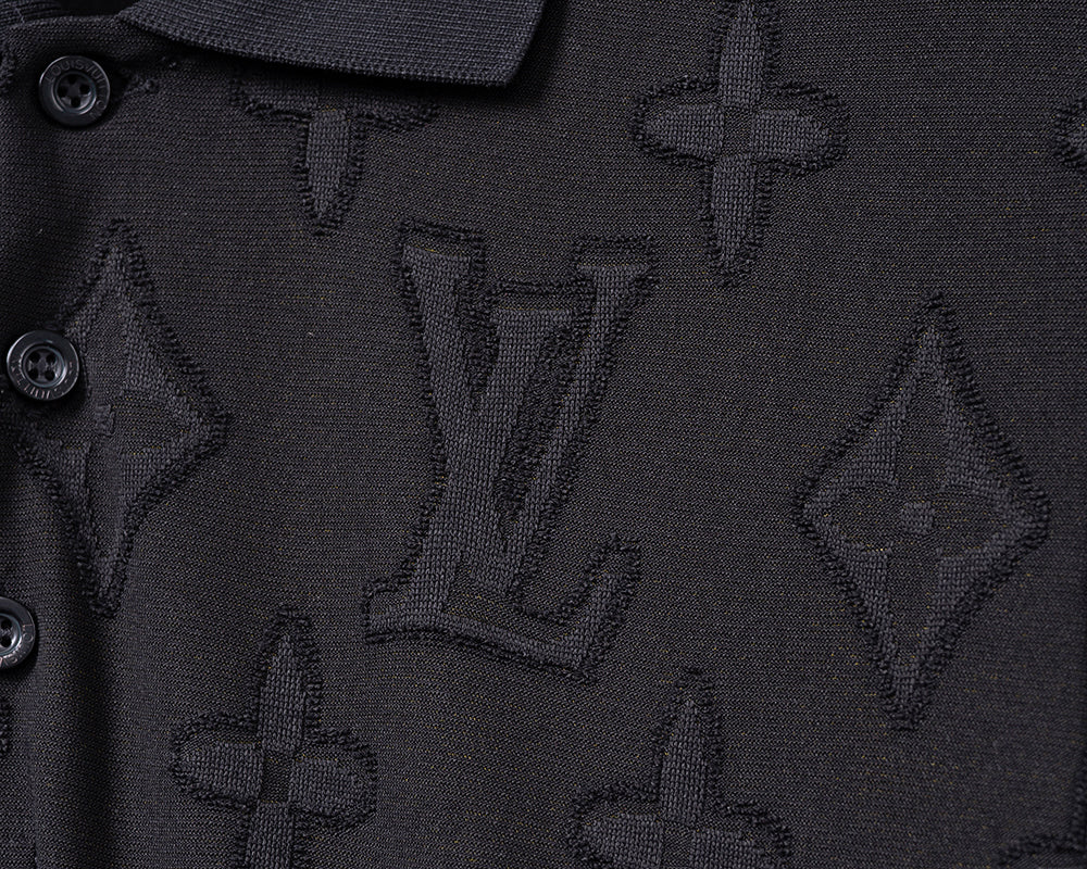 Knitted jacquard fabric lapel T-shirt