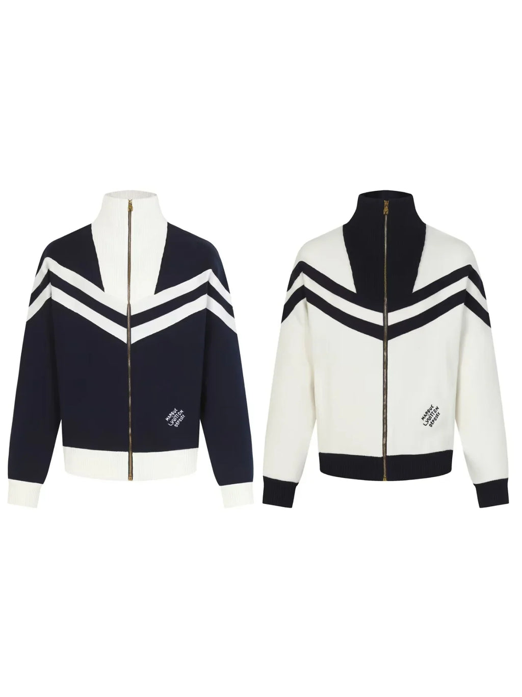 New striped contrasting stand up collar sweater