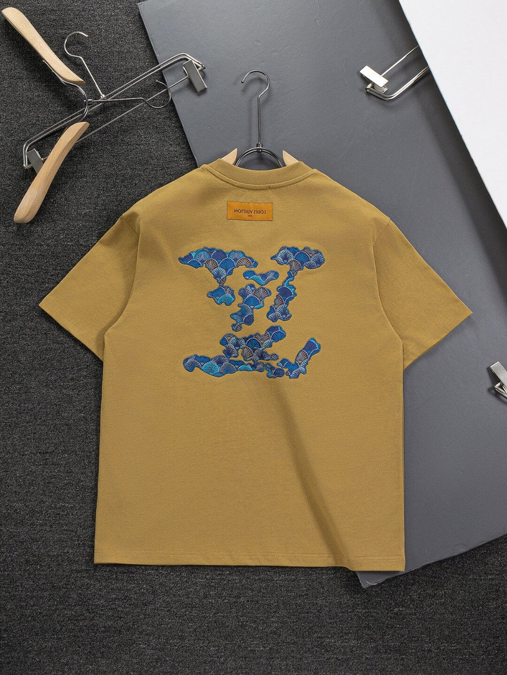Blue Satin Embroidered T-Shirt