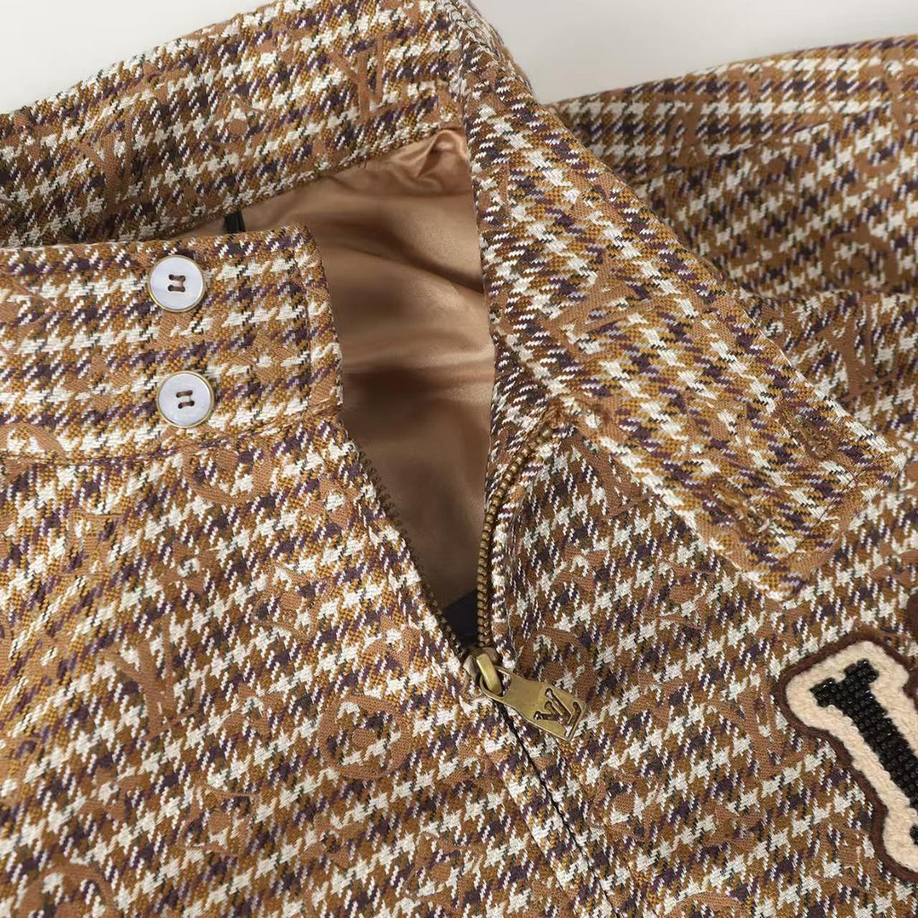 Thousand Bird Grid Old Flower Jacket Coat