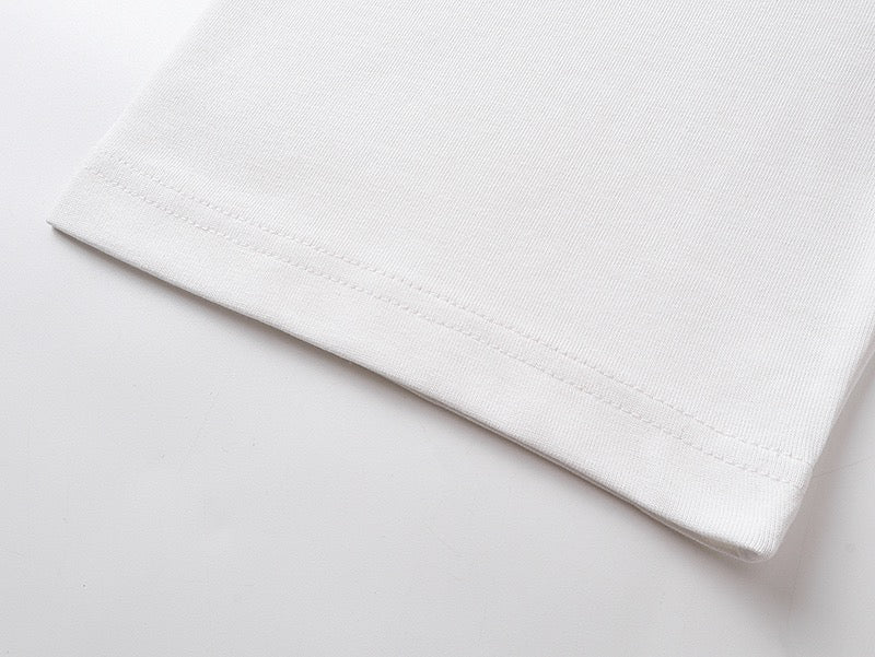 Interlocking wheat ear reins, letter printed short sleeved T-shirt