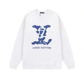 Spring and Autumn New Collection Chest Large Logo Blue Letter Printed Round Neck Hoodie