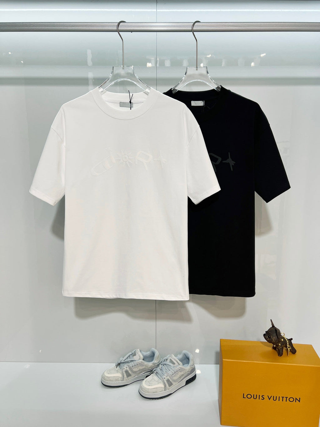 Digital flocking foam sunflower letter short sleeved shirt