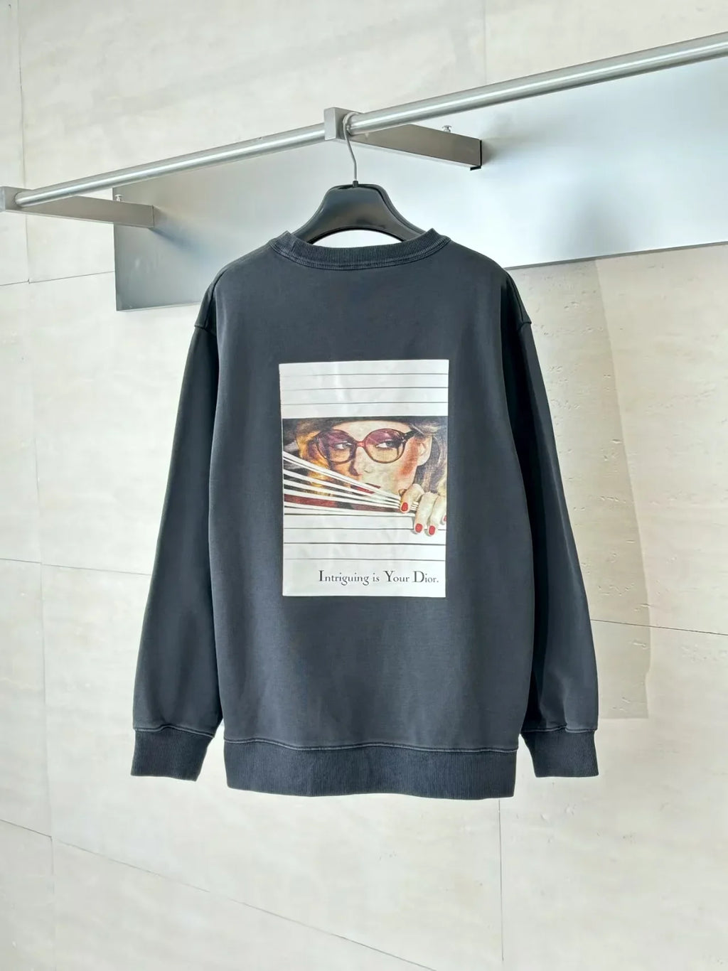 Printed round neck hoodie