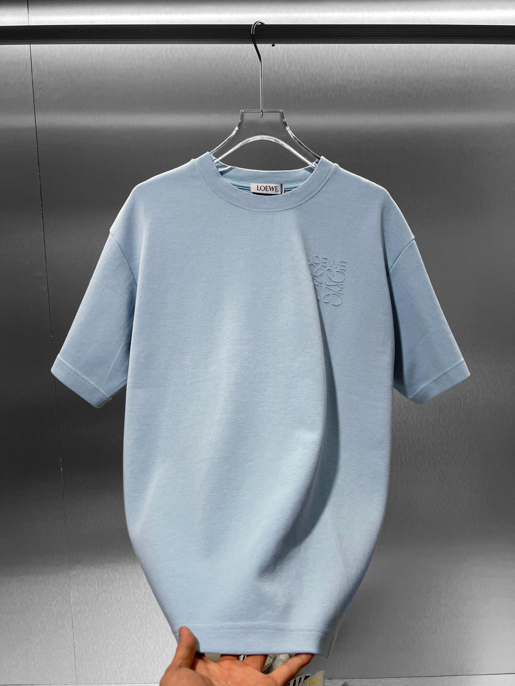 Sky Blue Minimal Label Knit T Shirt