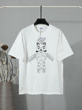 Super cute cartoon animal pattern short sleeved shirt