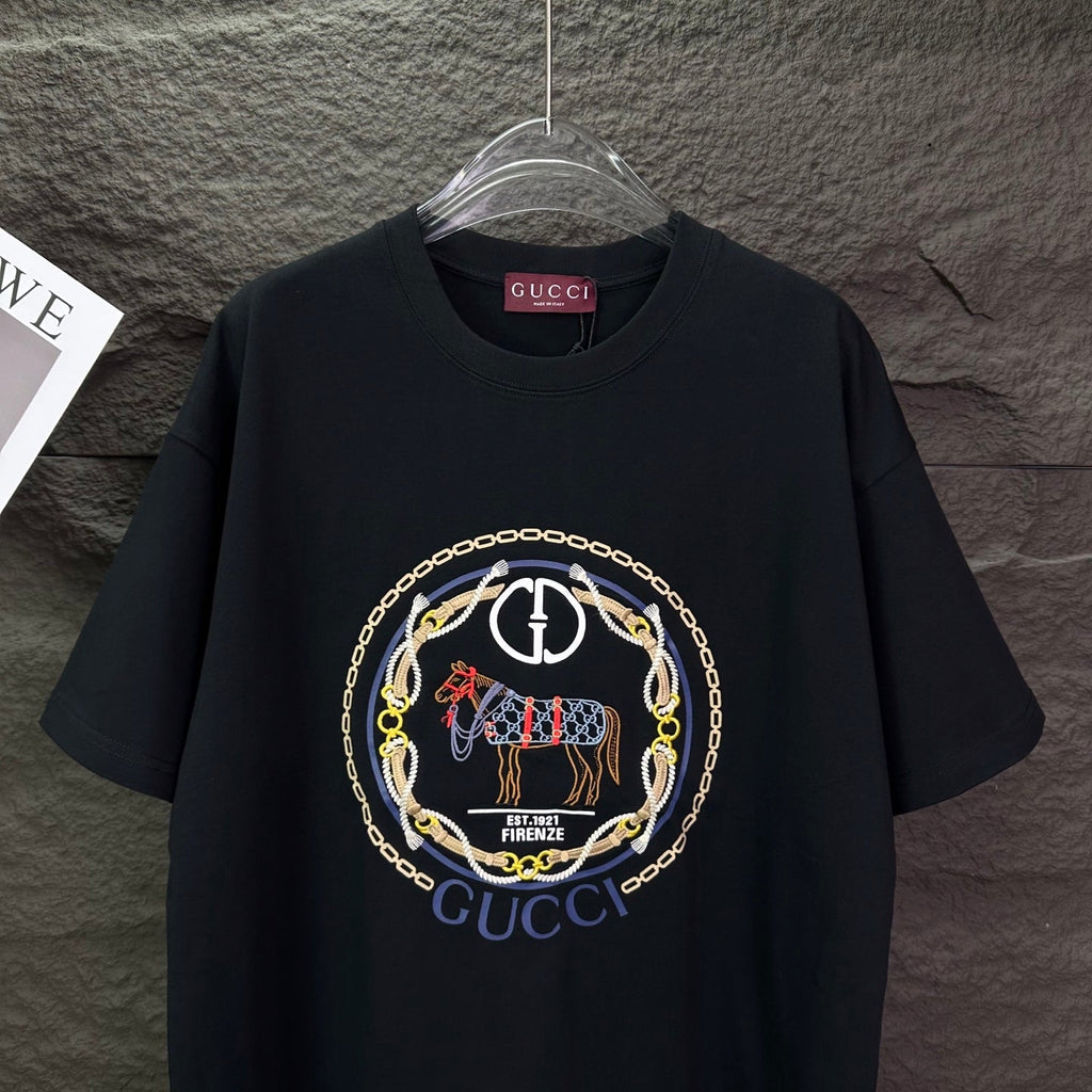 Letter logo couple's short sleeved T-shirt