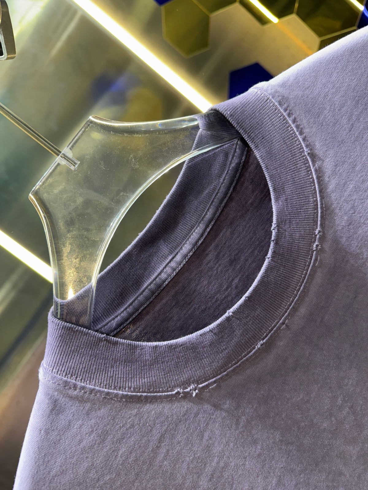Spring and summer new washing water abrasion 320g round neck short sleeved shirt