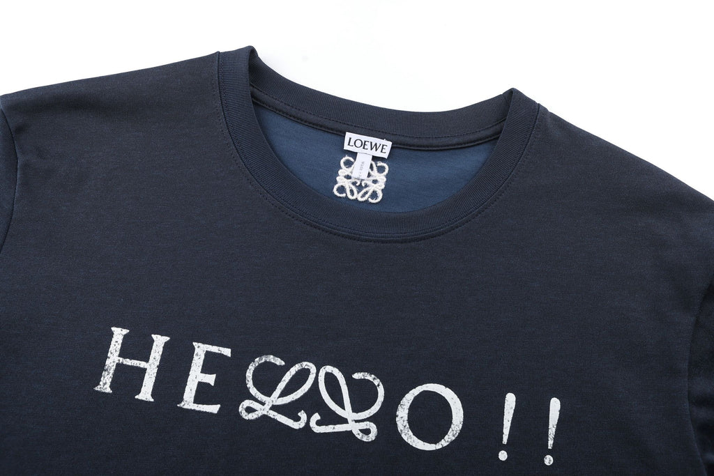 Cotton blend letter printed short sleeved T-shirt