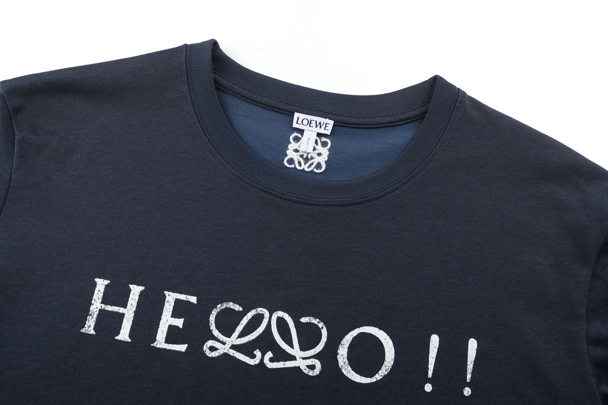 Cotton blend letter printed short sleeved T-shirt