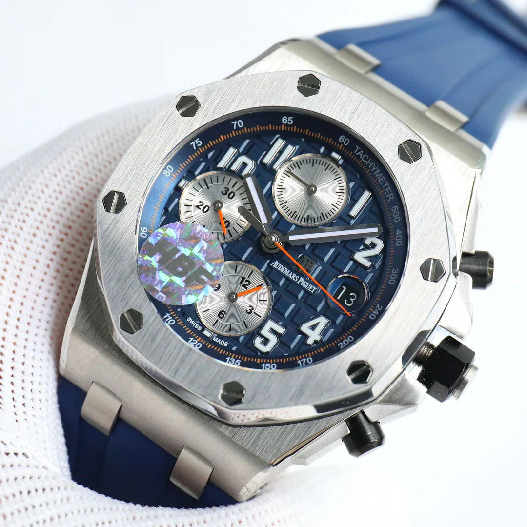 Blue White - Blue Rubber - 42mm