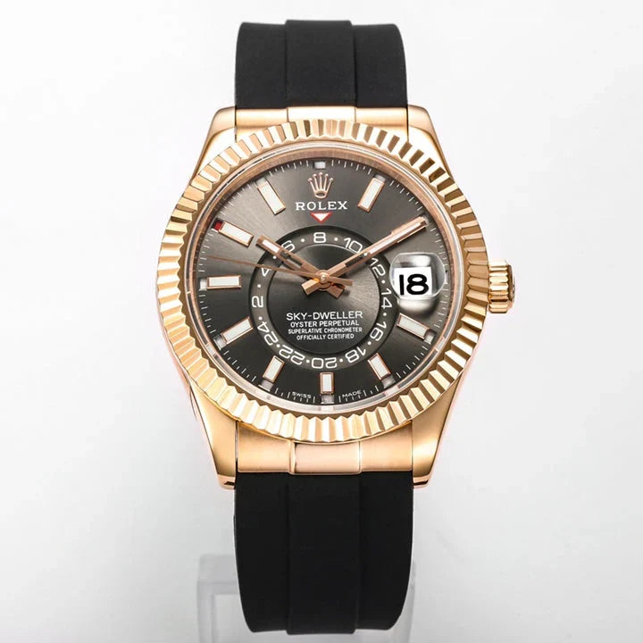 C-Factory -Grey Rosegold - Black Rubber - Automatic - 42mm