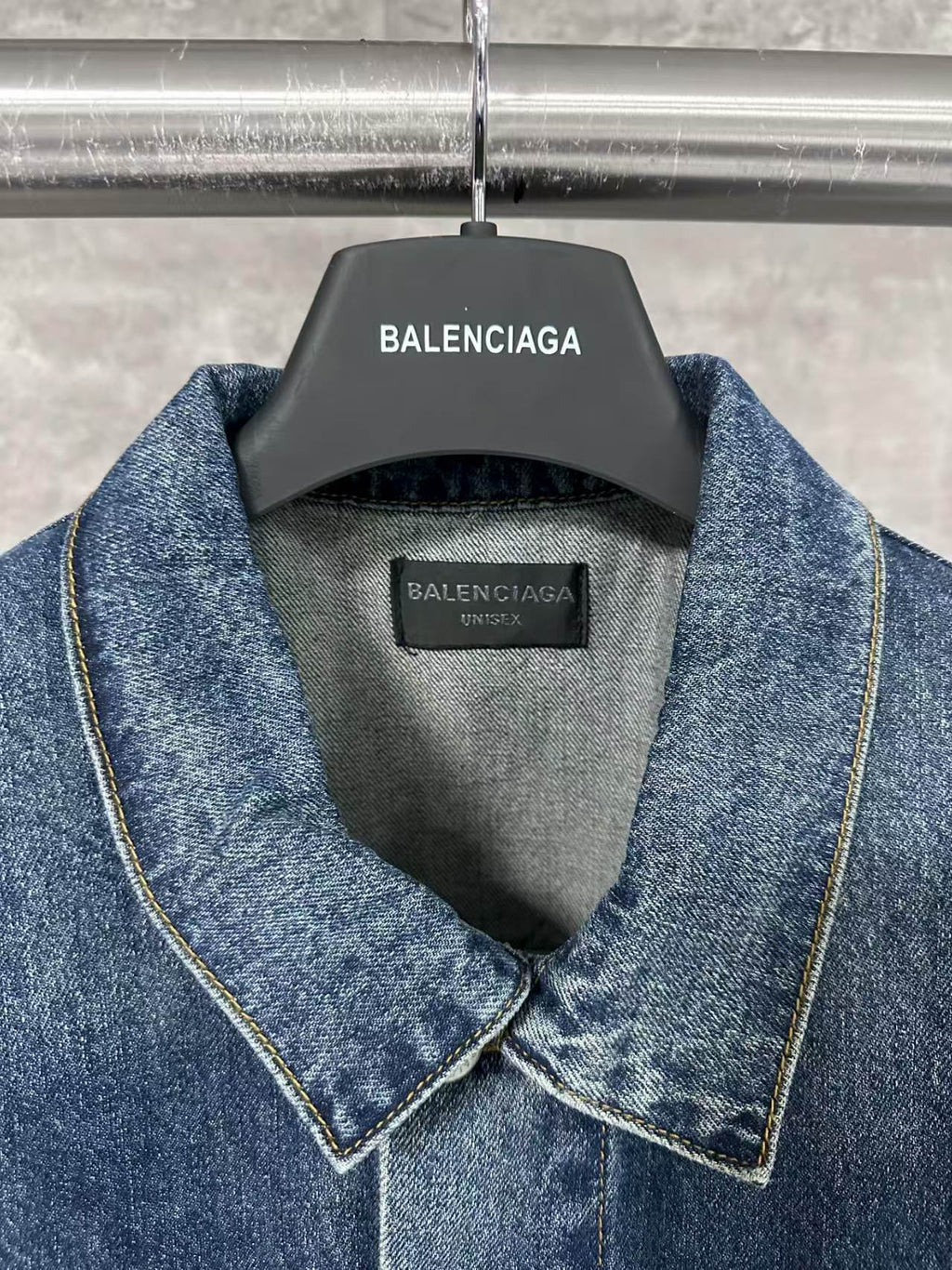 Silver tape printed denim jacket