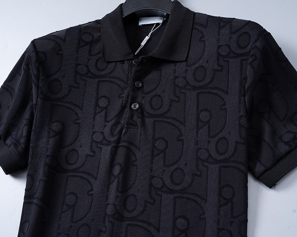 Knitted jacquard fabric lapel T-shirt