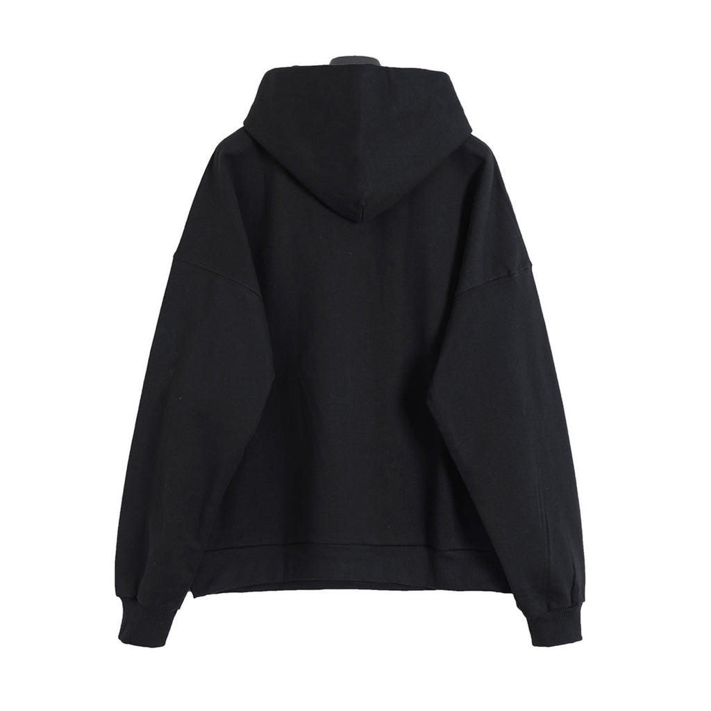 Reverse garbled letter embroidery hooded sweatshirt