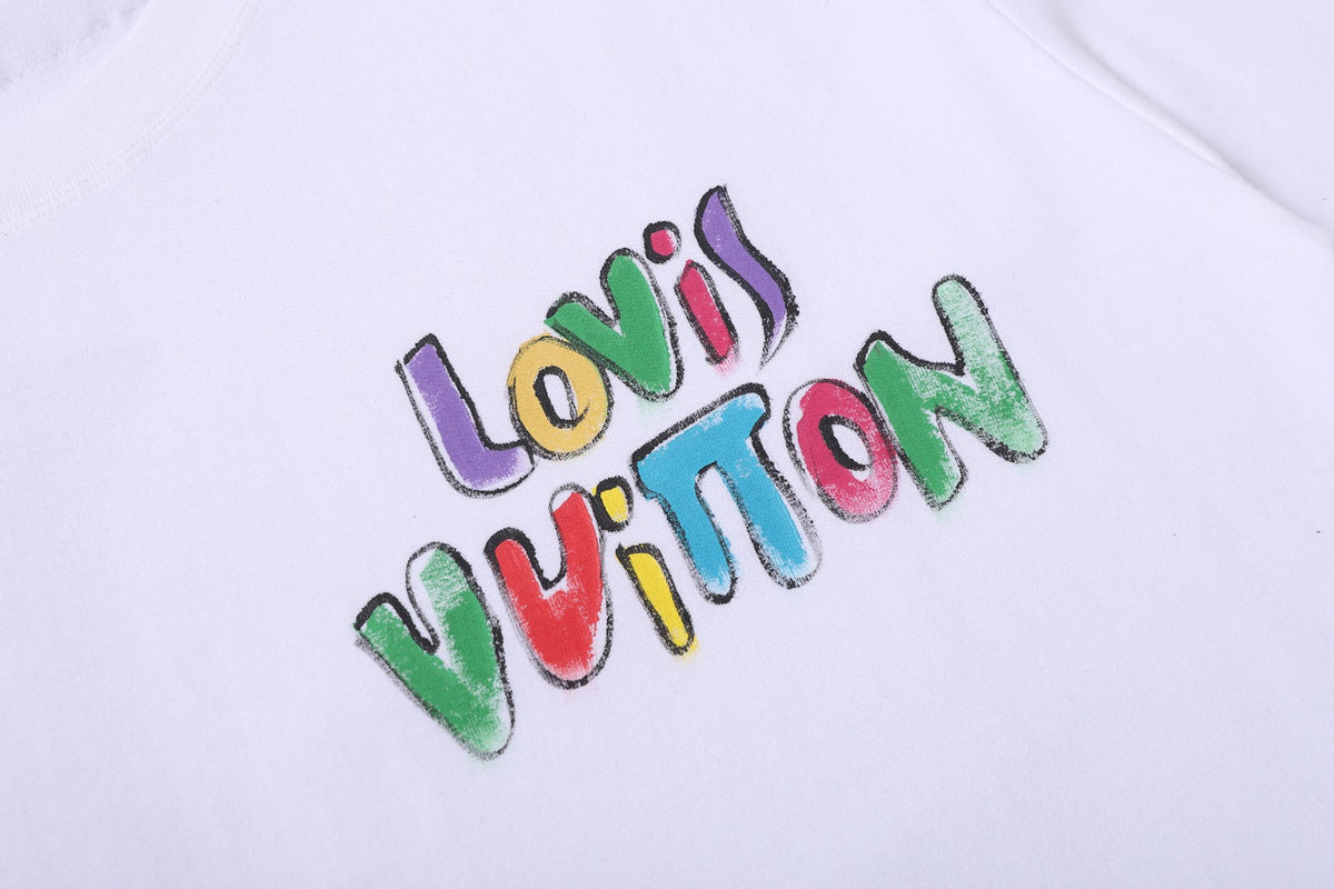 Hand drawn graffiti, splashed ink letters, logo, short sleeved t-shirt