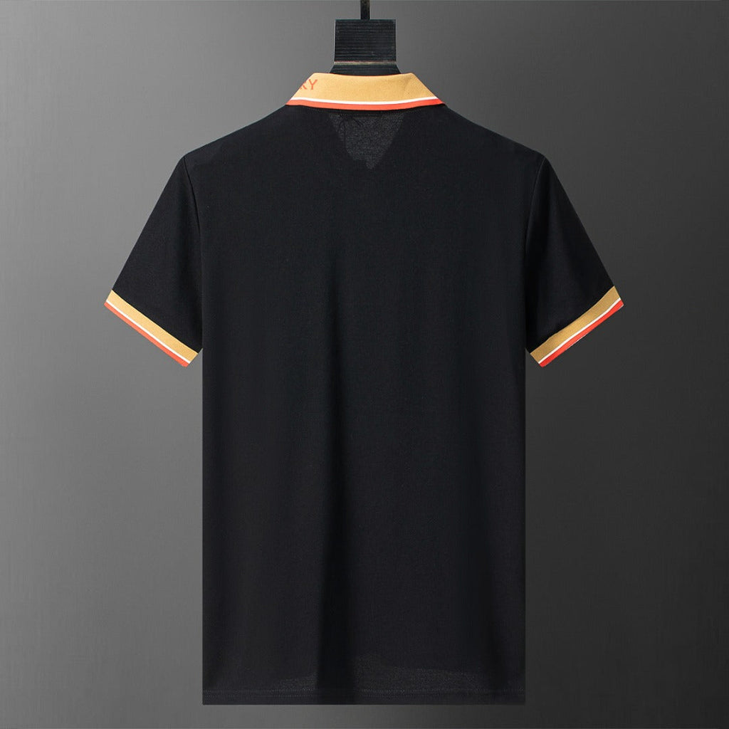 Silk pearl fabric lapel T-shirt