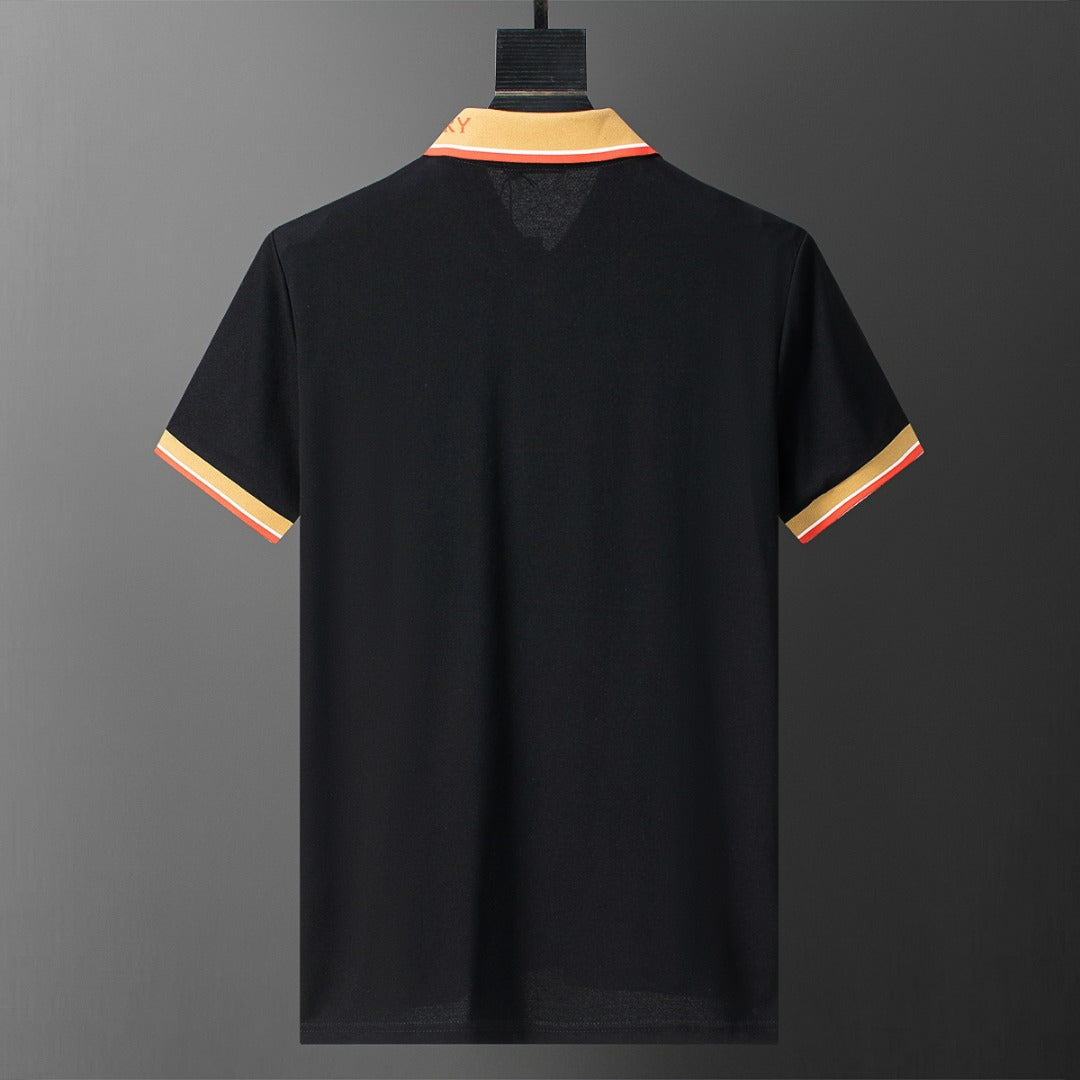Silk pearl fabric lapel T-shirt