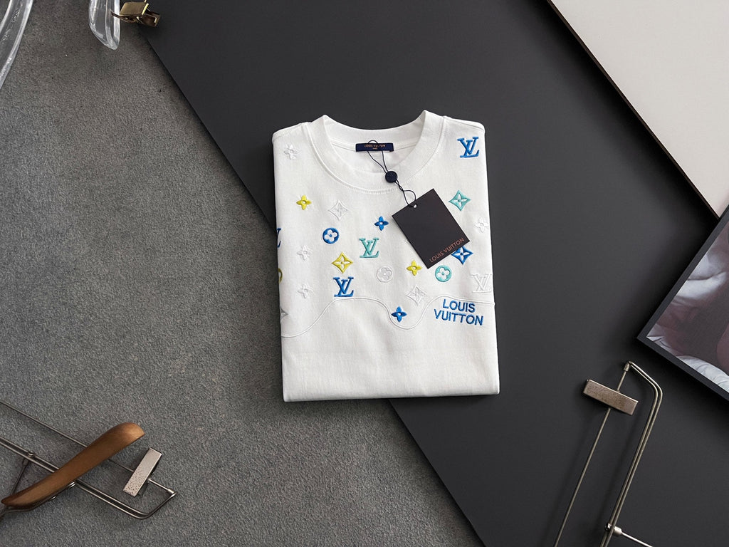 Digital Full Flower Embroidered Round Neck T-shirt