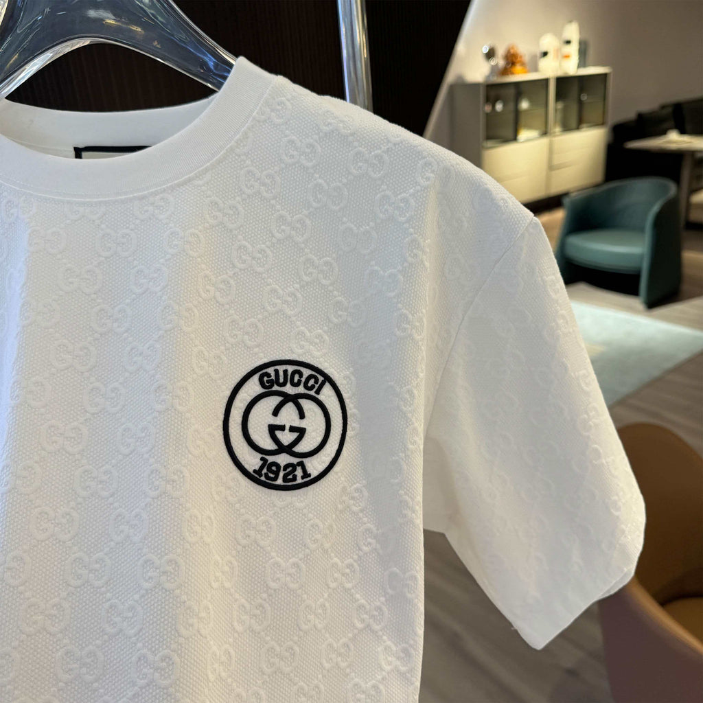 6ss New Embroidery Jacquard Craft Logo Letter Short Sleeve