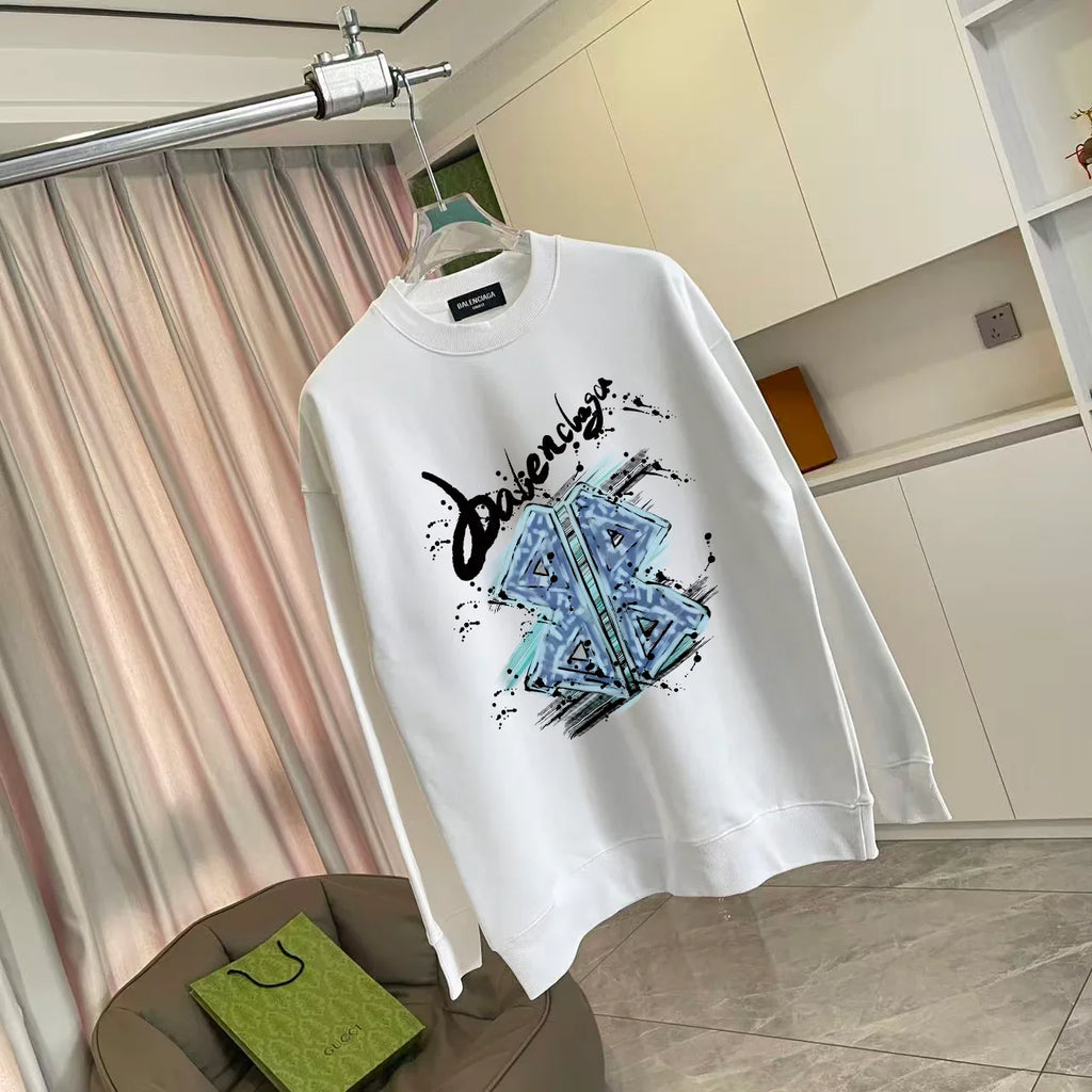 Personalized letter logo printed round neck sweatshirt