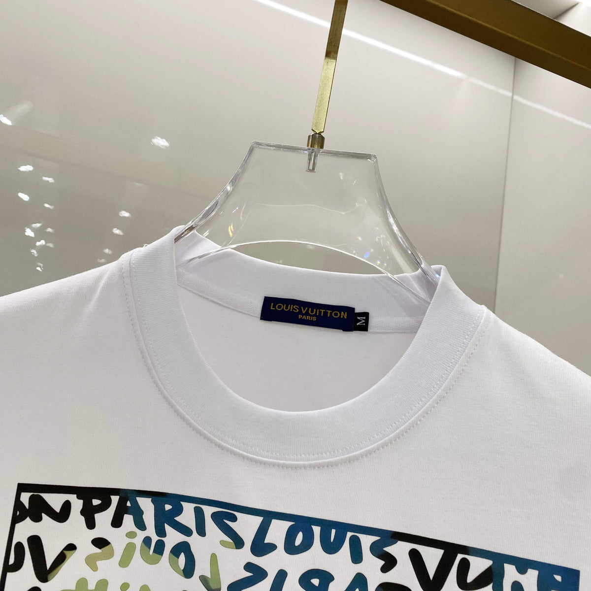 Chest sticker printed logo round neck short sleeved T-shirt 1