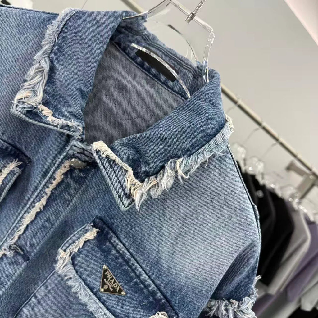 New tassel worn denim jacket