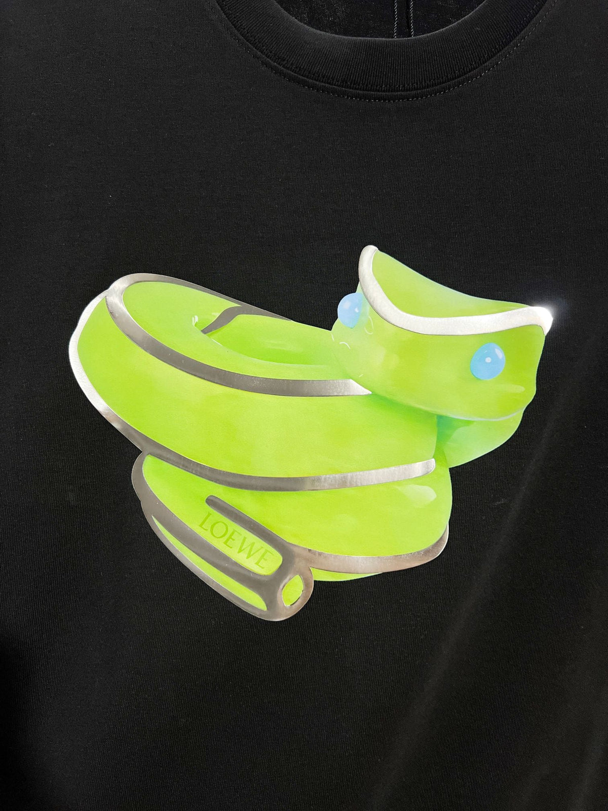 Jelly offset letter round neck T-shirt