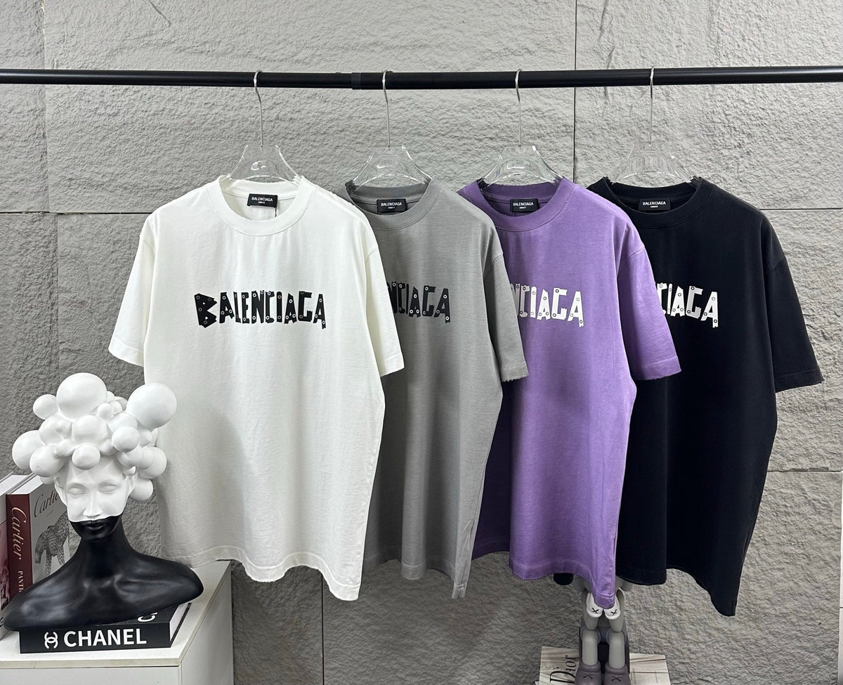 Hot stamping+hot drilling process pure cotton fabric short sleeved T-shirt for both men and women