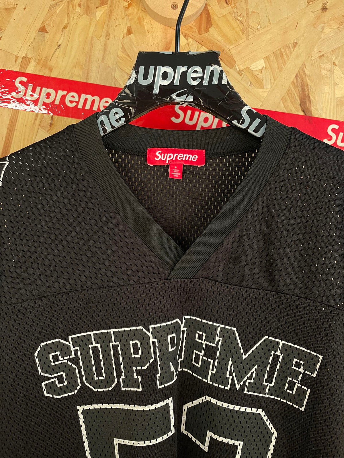 52 mesh letter embroidered V-neck football jersey casual sports short sleeved T-shirt