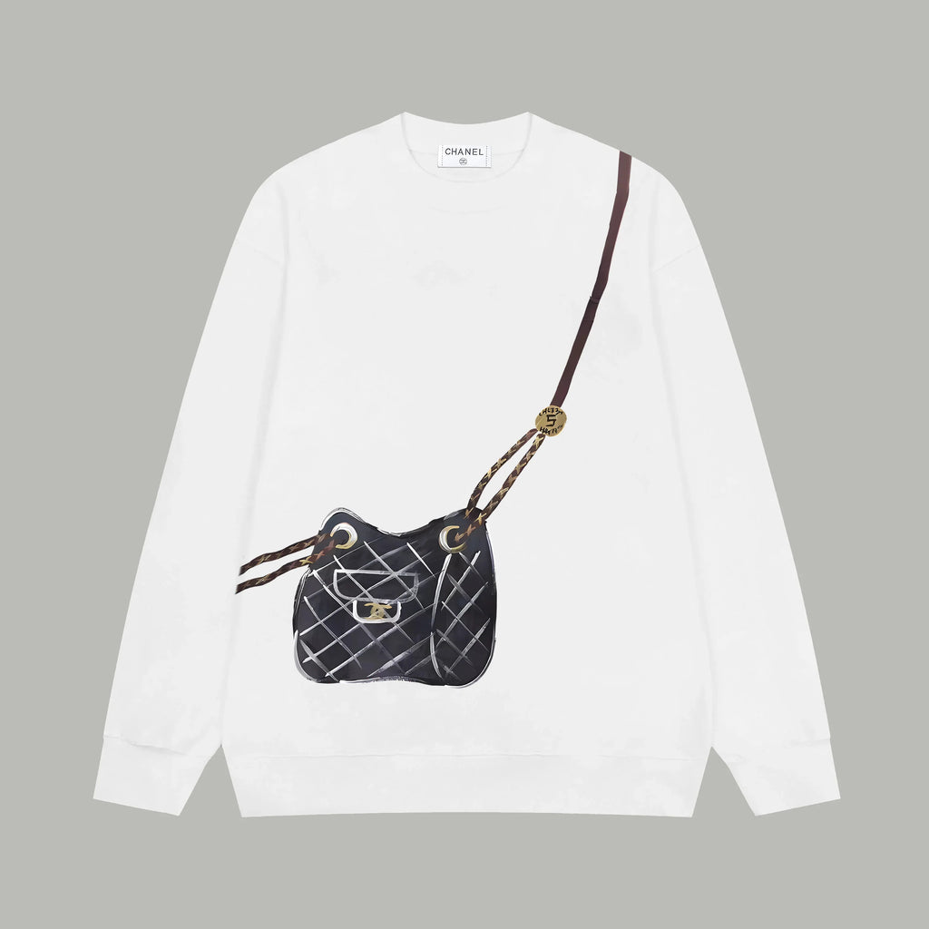 Printed looped long sleeved hoodie