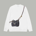 Printed looped long sleeved hoodie