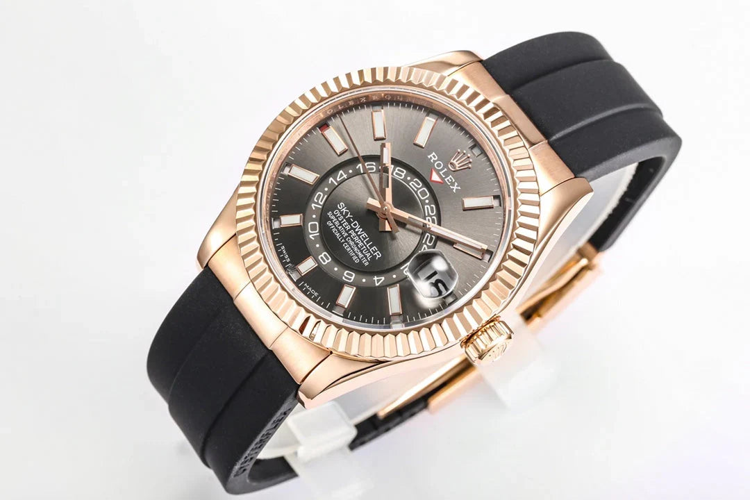 C-Factory -Grey Rosegold - Black Rubber - Automatic - 42mm