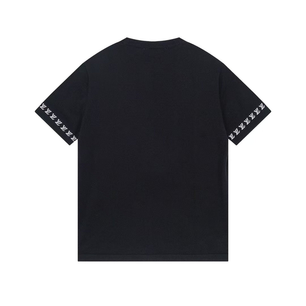 Jacquard knitted cotton short sleeved T-shirt