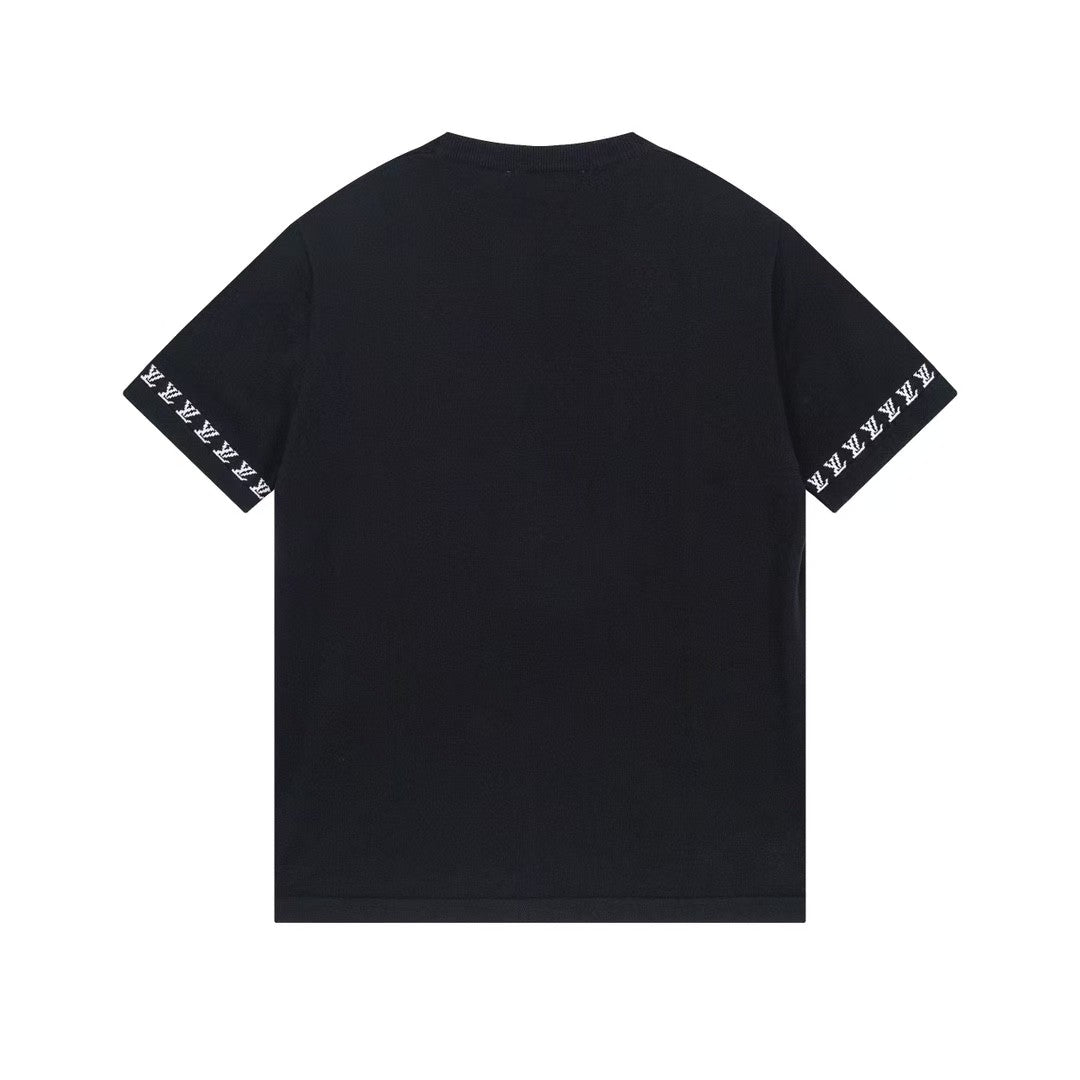Jacquard knitted cotton short sleeved T-shirt