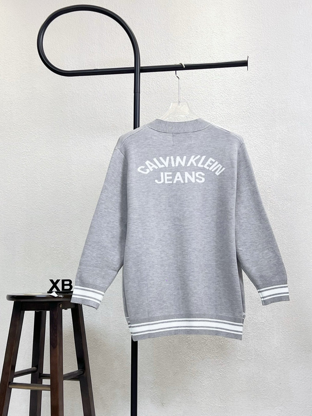 Chest hollow letter embroidered sweater knitted cardigan