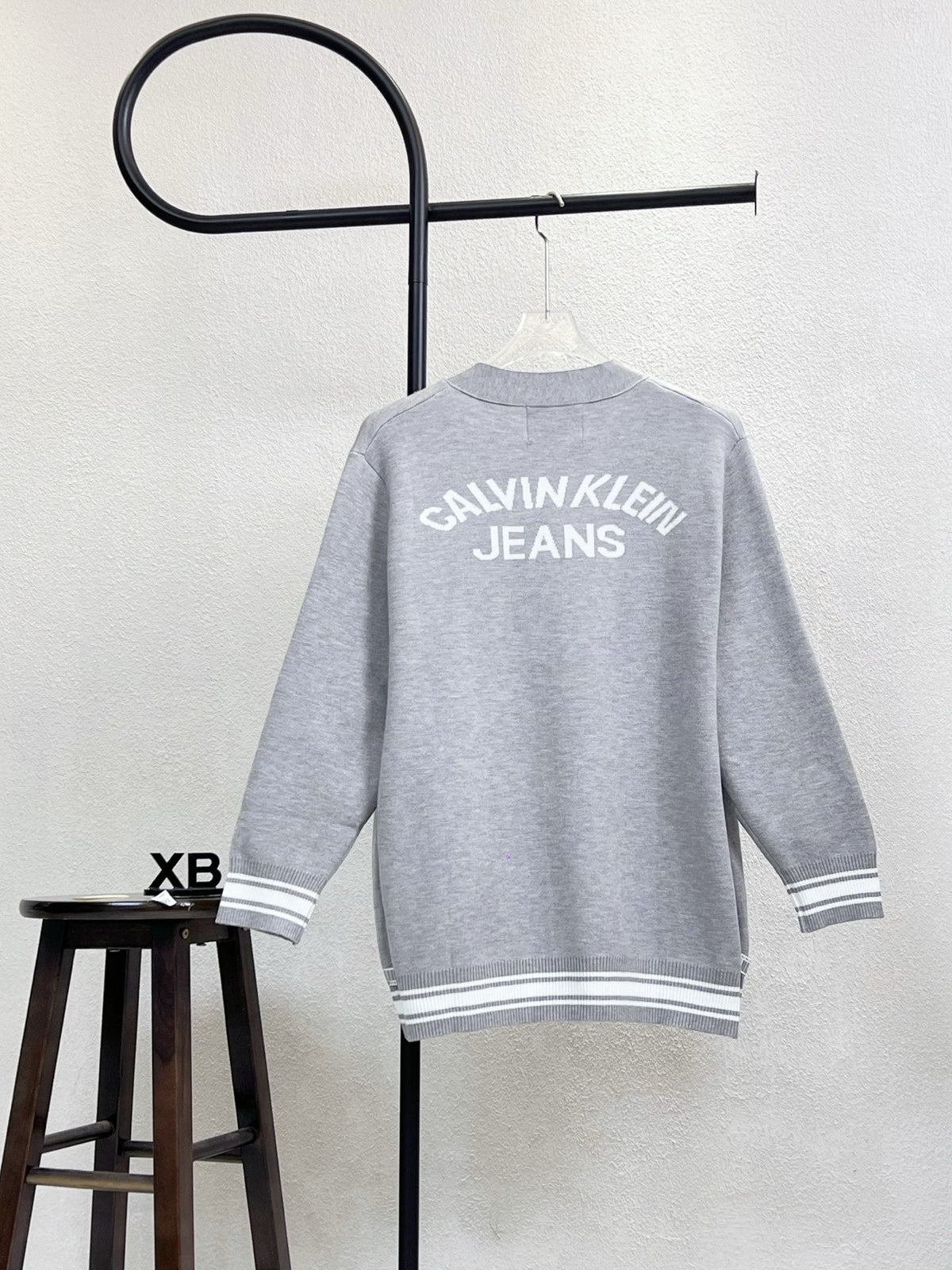Chest hollow letter embroidered sweater knitted cardigan