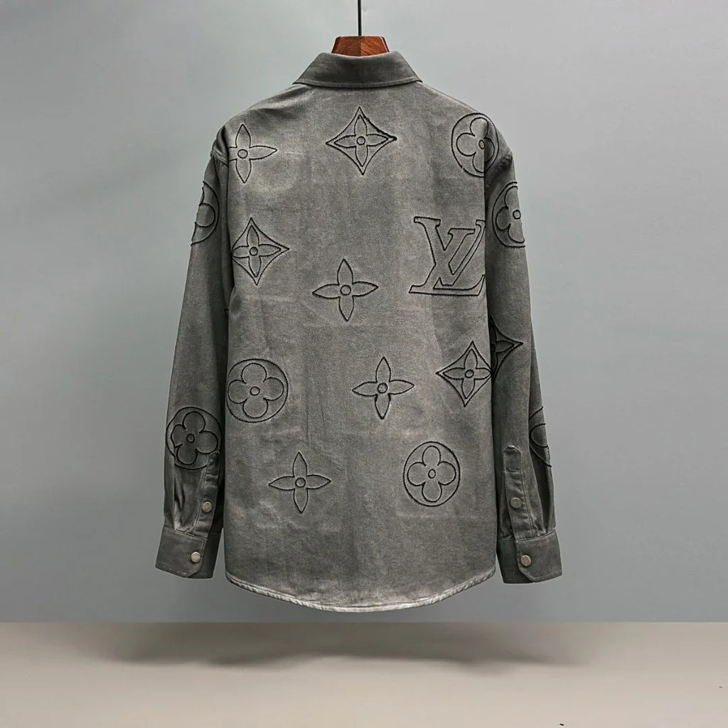 Embroidered denim shirt
