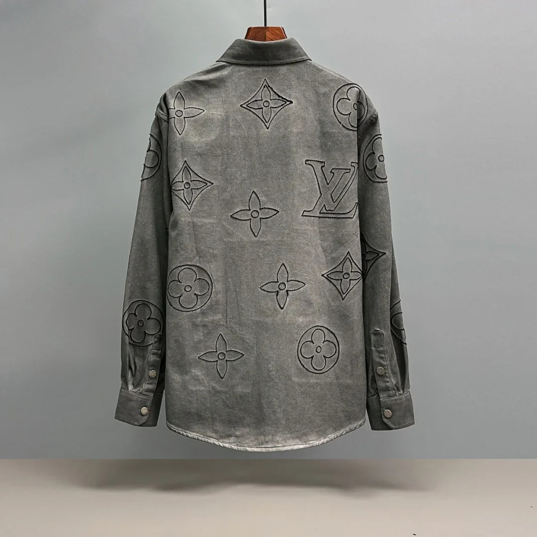 Embroidered denim shirt