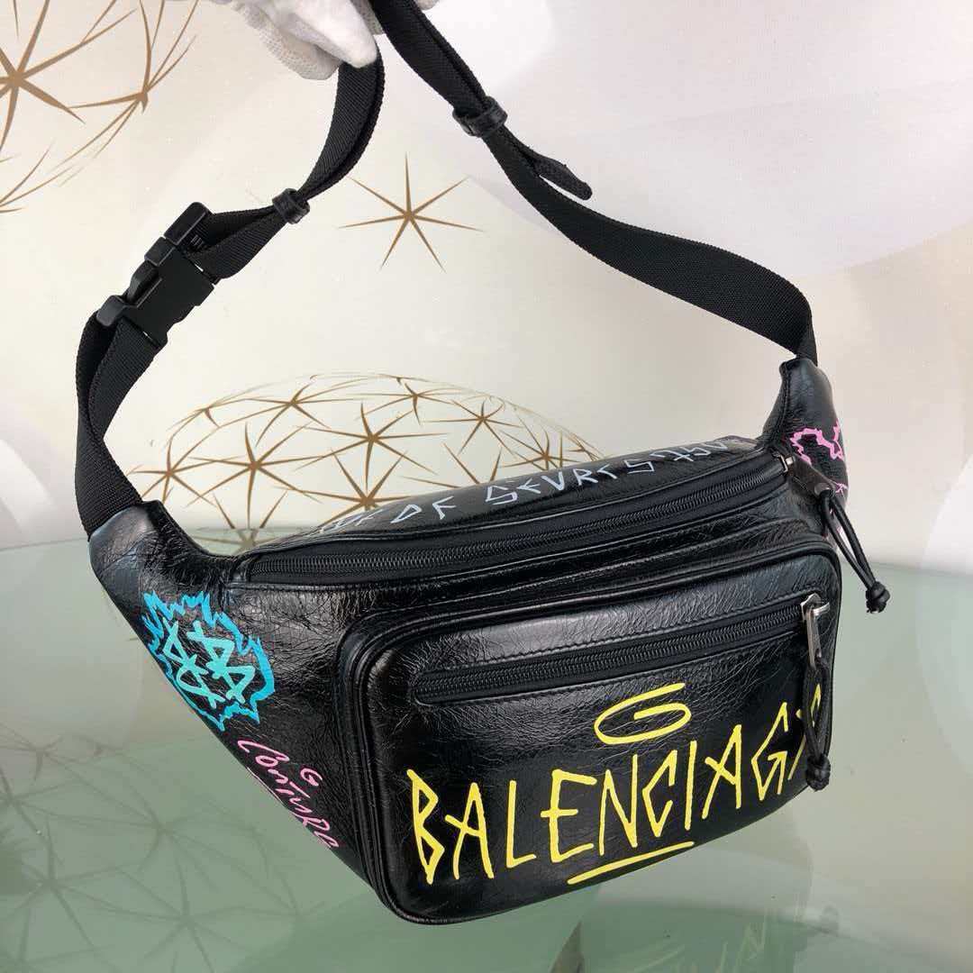 Fragrant leather graffiti waist and chest bag